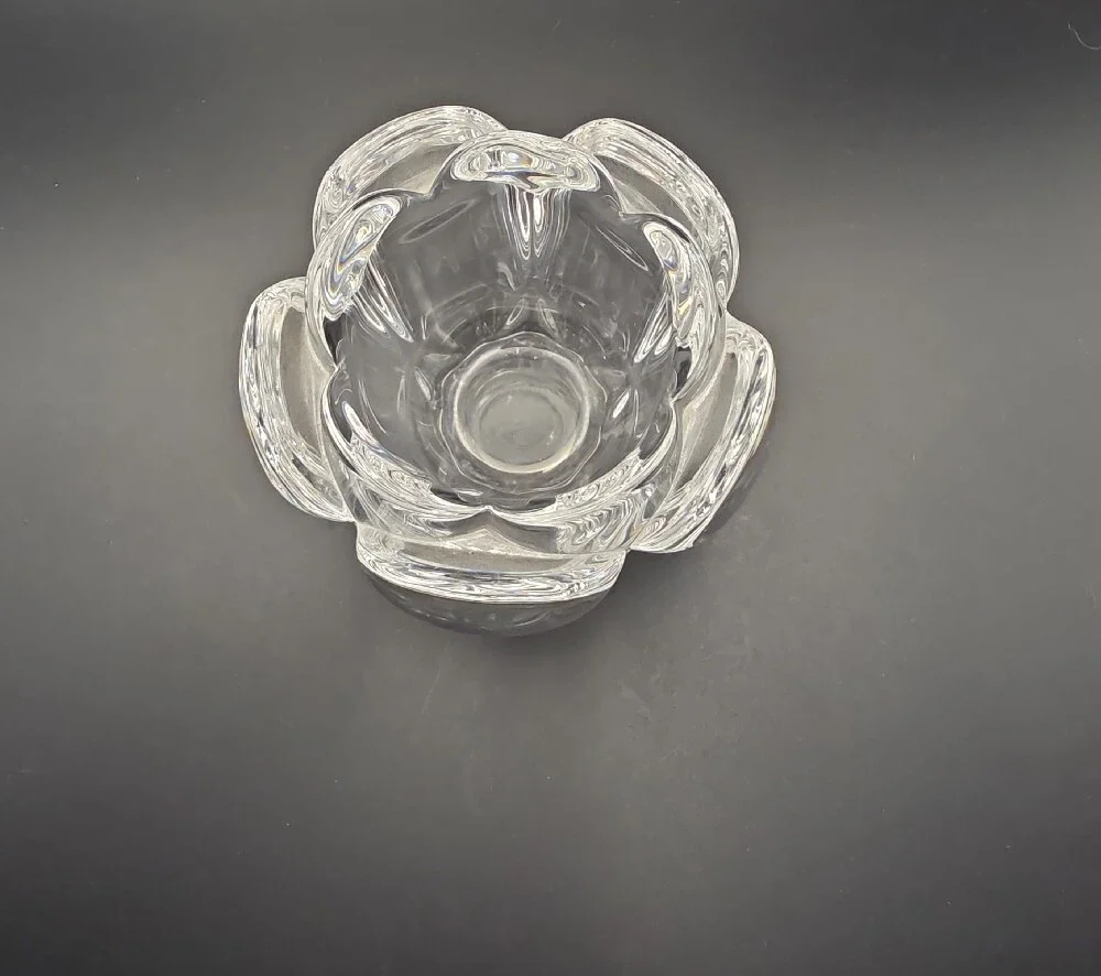 Vintage Clear Heavy Glass Lotus Tealight/Votive Holder